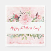 Elegante Waterverf Bloemen Moederdag Servet (Voorkant)