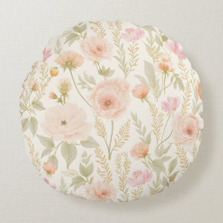Elegante Waterverf Bloemen Naadloos Patroon Rond Kussen