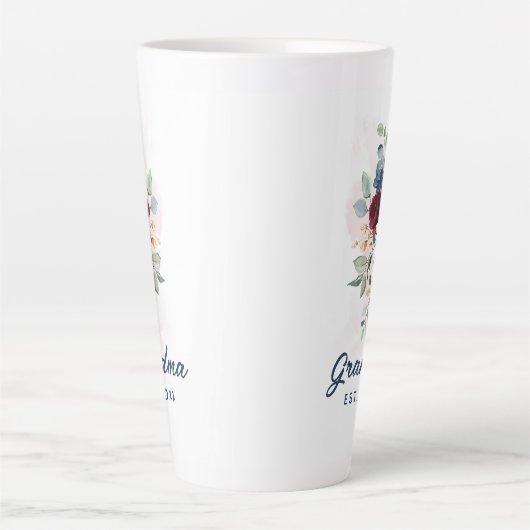Elegante Waterverf Bloemen Oma Custom Latte Mok (Voorkant)