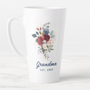 Elegante Waterverf Bloemen Oma Custom Latte Mok