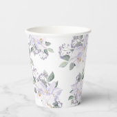 Elegante Waterverf Bloemen Paarse Vrijgezellenfees Papieren Bekers (Voorkant)