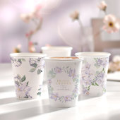 Elegante Waterverf Bloemen Paarse Vrijgezellenfees Papieren Bekers