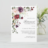 Elegante Waterverf Bloemen Pensioen Partij Kaart (Staand voorkant)