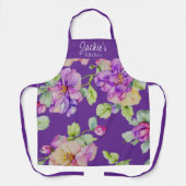 Elegante waterverf bloemen personaliseren naam schort (Voorkant)