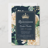 Elegante Waterverf Bloemen Quinceanera Invitation Kaart (Voorkant)