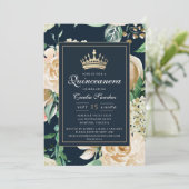 Elegante Waterverf Bloemen Quinceanera Invitation Kaart (Staand voorkant)