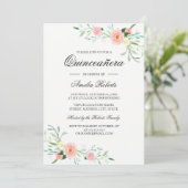 Elegante Waterverf Bloemen Quinceanera Invitation Kaart (Staand voorkant)