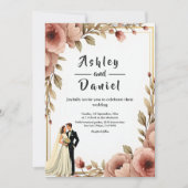Elegante Waterverf Bloemen Romantisch Paar Trouwen Kaart (Voorkant)