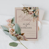 Elegante Waterverf Bloemen Roos Gouden Bruiloft Kaart