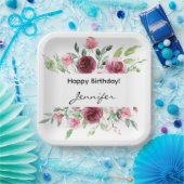 Elegante Waterverf Bloemen Roos Papier Bord (Feest)
