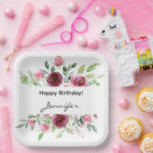 Elegante Waterverf Bloemen Roos Papier Bord (Feest)