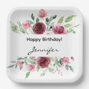 Elegante Waterverf Bloemen Roos Papier Bord