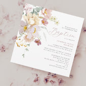 Elegante Waterverf Bloemen Roze Doop Kaart