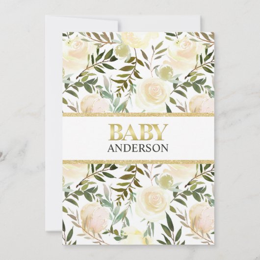 Elegante Waterverf Bloemen Roze Ivoor Baby shower Kaart (Achterkant)