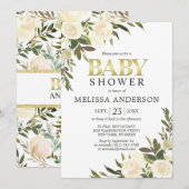 Elegante Waterverf Bloemen Roze Ivoor Baby shower Kaart (Voorkant / Achterkant)