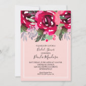 Elegante Waterverf Bloemen Roze Vrijgezellenfeest Kaart (Voorkant)