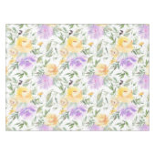Elegante Waterverf Bloemen Rozen Geel Paars Tafelkleed (Voorkant (Horizontaal))