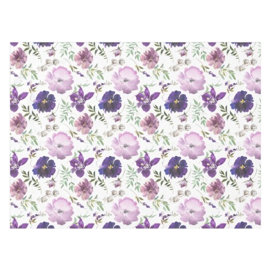 Elegante Waterverf Bloemen Rozen Lavendel Paarse Tafelkleed (Voorkant (Horizontaal))