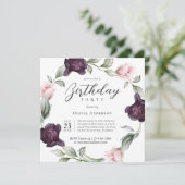 Elegante Waterverf Bloemen Rozen Verjaardagsfeest Kaart (Staand voorkant)