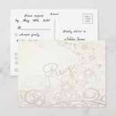 Elegante Waterverf Bloemen RSVP Huwelijksuitnodigi Briefkaart (Voorkant / Achterkant)