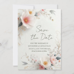 Elegante Waterverf Bloemen Save The Date Script