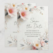 Elegante Waterverf Bloemen Save The Date Script (Voorkant / Achterkant)
