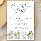 Elegante Waterverf Bloemen Script Graduation Party Kaart