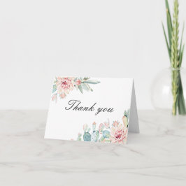 Elegante waterverf bloemen succulenten verjaardag bedankkaart