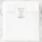 Elegante waterverf bloemen trouwsticker ronde sticker (Tas)