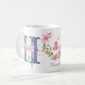Elegante Waterverf Bloemen Vlinder Monogram H Koffiemok (Voorkant links)