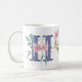 Elegante Waterverf Bloemen Vlinder Monogram H Koffiemok (Links)