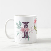 Elegante Waterverf Bloemen Vlinder Monogram I Koffiemok (Links)