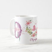 Elegante Waterverf Bloemen Vlinder Monogram O Koffiemok (Voorkant links)