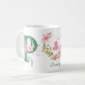 Elegante Waterverf Bloemen Vlinder Monogram P Koffiemok (Voorkant links)