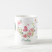 Elegante Waterverf Bloemen Vlinder Monogram P Koffiemok (Center)