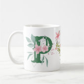 Elegante Waterverf Bloemen Vlinder Monogram P Koffiemok (Links)