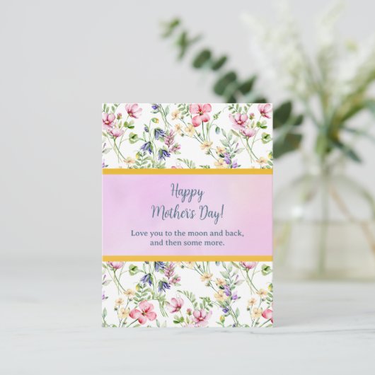 Elegante Waterverf Bloemen voor Happy Moederdag Uitnodiging Briefkaart (Staand voorkant)