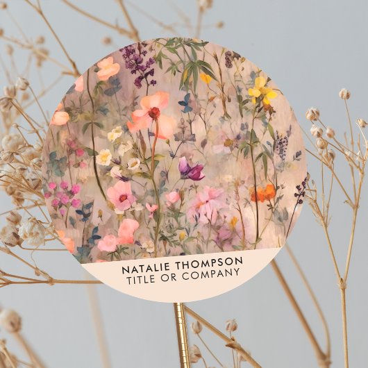 Elegante Waterverf Bloemen Vrouwelijk Klein Bedrij Ronde Sticker