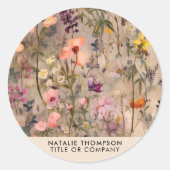 Elegante Waterverf Bloemen Vrouwelijk Klein Bedrij Ronde Sticker (Voorkant)
