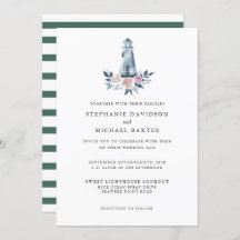 Elegante Waterverf Bloemen Vuurtoren Nautisch