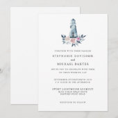 Elegante Waterverf Bloemen Vuurtoren Nautisch Kaart (Voorkant / Achterkant)