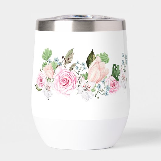 Elegante Waterverf Bloemen Waterfles (Voorkant)