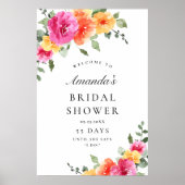 Elegante Waterverf Bloemen WELKOM Vrijgezellenfees Poster (Voorkant)