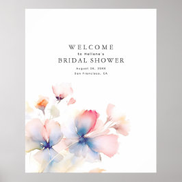 Elegante Waterverf Bloemen Welkomstbord Poster