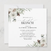 Elegante Waterverf Bloemen Winter Bruids Brunch Kaart (Voorkant)