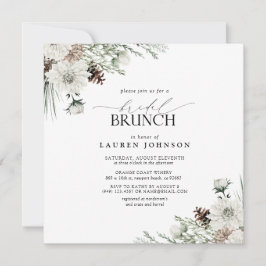 Elegante Waterverf Bloemen Winter Bruids Brunch Kaart
