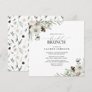 Elegante Waterverf Bloemen Winter Bruids Brunch Kaart