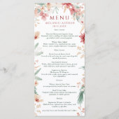 Elegante Waterverf Bloemen Winter Kerstbruiloft Menu (Voorkant)
