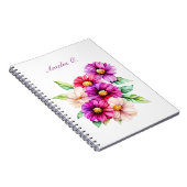 Elegante Waterverf Bloemen Wit Notitieboek (Rechterzijde)