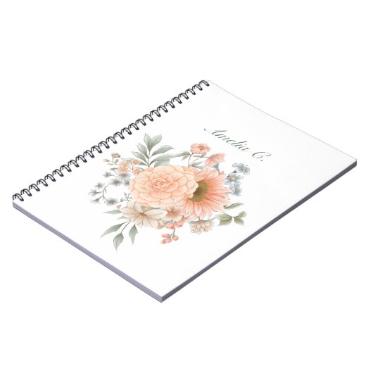 Elegante Waterverf Bloemen Wit Notitieboek (Linkerzijde)